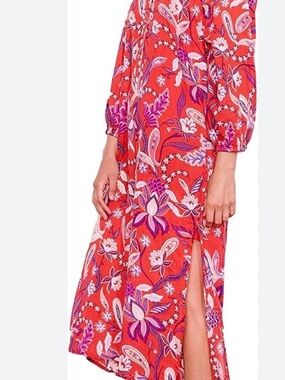 Sundry Coral Pink Floral Split Maxi Dress